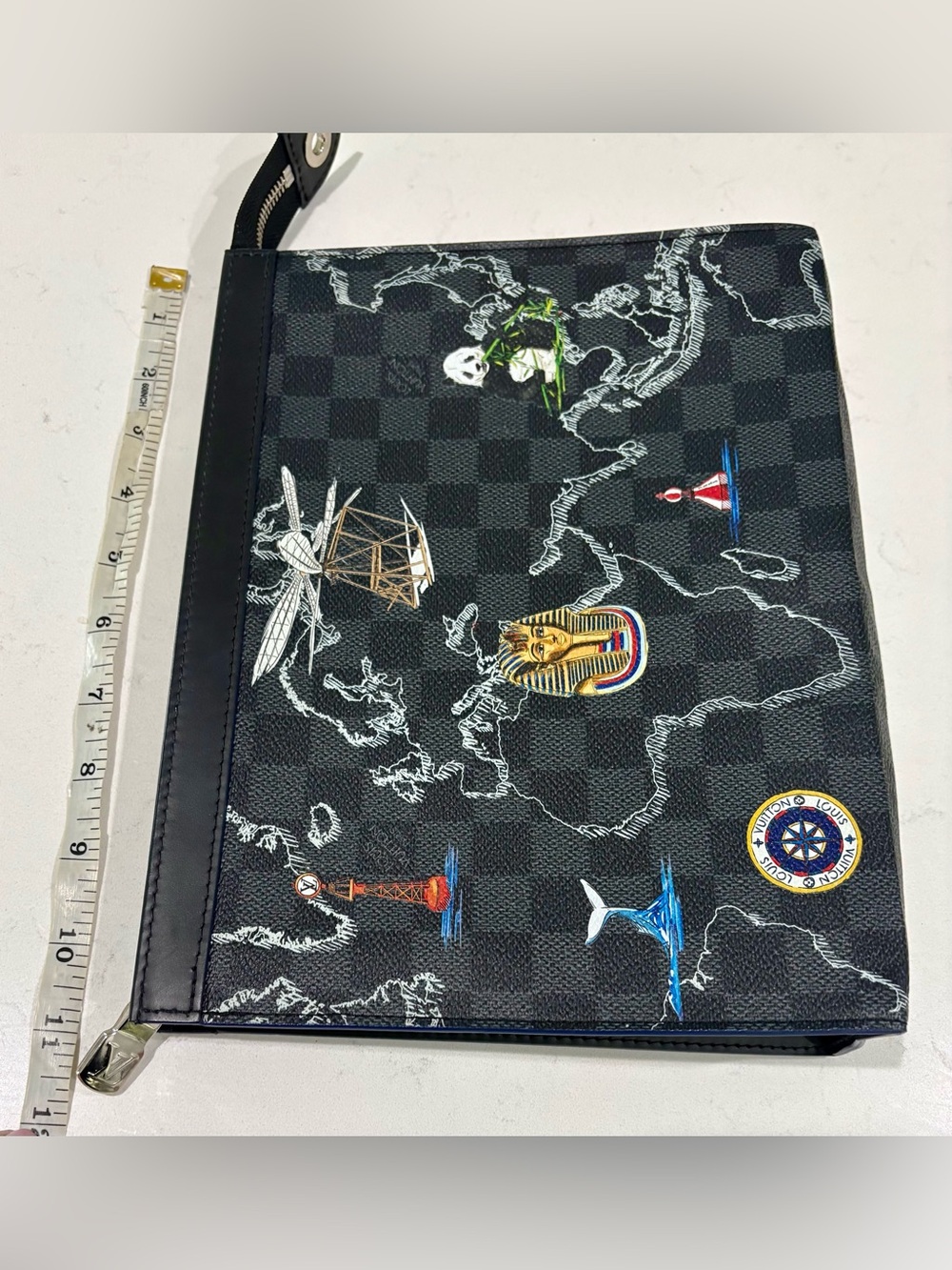 Authentic Louis Vuitton Pochette Voyage MM Renaissance Map N40205 Ltd Ed Clutch - Picture 6 of 16